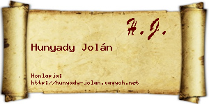 Hunyady Jolán névjegykártya